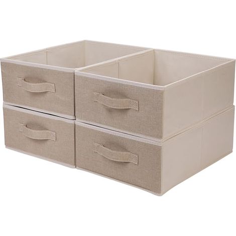Lot de Boîtes Boite Rangement Tissu Vetement, Boite de Rangement Pliable Poignée pour Vêtements, Enfant Jouets, Livres (39 x 29 x 14 cm)