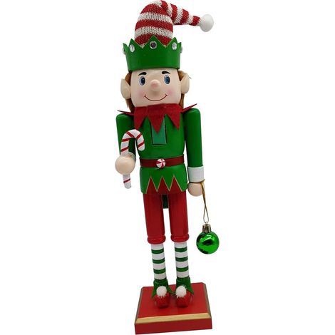 Casse-Noisette de Noël Bois Figurine de Lutin pour Décoration de Noël pour Étagère Table ou Bureau (1/5)