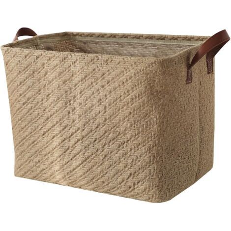 1 Panier Jute, Pliable, Poignées Renforcées, Rangement, Imperméable, Maison Salle De Bain
