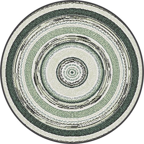 BOBOCHIC - Tapis poils ras IVY motif vintage 120x120 Vert (1/5)
