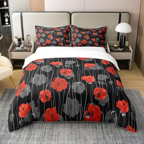 Fleurs Housse de Couette 100% Coton Jardin Plantes Florales Parure de lit 100% Coton pour Chambre Plantes décoratives Literie Set 240x260cm Nature thème Ensemble literie 3 pièces Zip - 240 x 260 cm + (1/5)