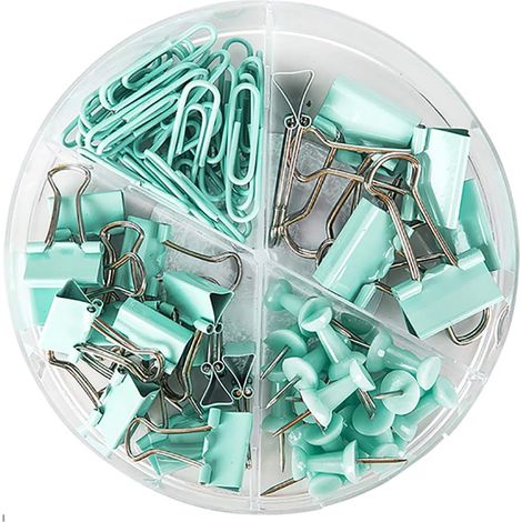 Ensembles de trombones, pinces à reliure et punaises avec boîte en acrylique pour fournitures de bureau, fournitures scolaires et articles ménagers (1/5)