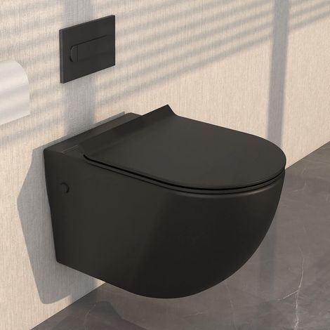 Toilet Ceramic Flushing Nano Hanging Toilet Seal Black (1/5)