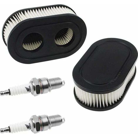 Filtre à Air Briggs & Stratton 798452 et 5432 - Pièces de Moteur pour Tondeuse à Gazon 593260 avec 2 Bougies d'Allumage (1/4)