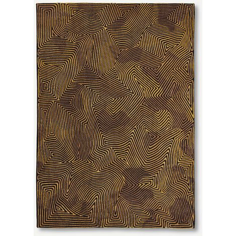 CORAL DESIGN - TAPPETO STRUTTURATO DA MEDITAZIONE - Prodotto in Belgio - Tessuto piatto jacquard meccanico - Rifinito a mano - Antiscivolo naturale - 100% poliestere - Oro nero - 140 x 200 CM