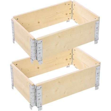 Garronda Carré Potager modulable en Bois Naturel 60x40x20 cm – Jardinière extérieure en palettes, empilable et Pliable, pour Jardin, Plantes, Fleurs, Herbes, Fruits et légumes GD-0141, 2 pièces