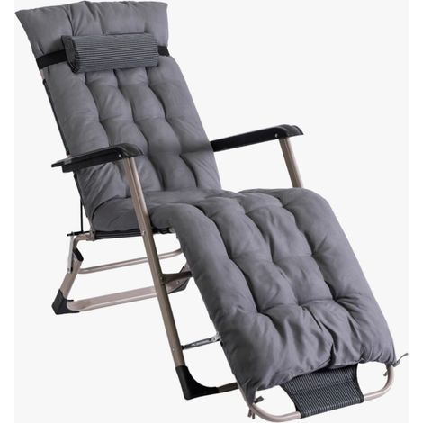 EDISON Fauteuil inclinable en tissu gris pieds en métal beige (1/5)