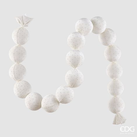 EDG Enzo De Gasperi Festone Natalizio 17 Palle Brillanti Avorio Ø10 cm L180 cm – Decorazione di Natale (1/2)