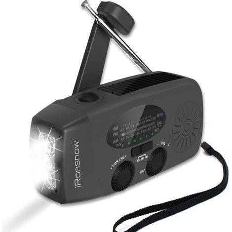 Radio Solaire 5000mAh Portable d'urgence à Manivelle Dynamo avec AM/FM Radio à Piles Dynamo, Survie Poche LED Charge de Téléphone à Manivelle pour la Randonnée et l'extérieur (Orange)