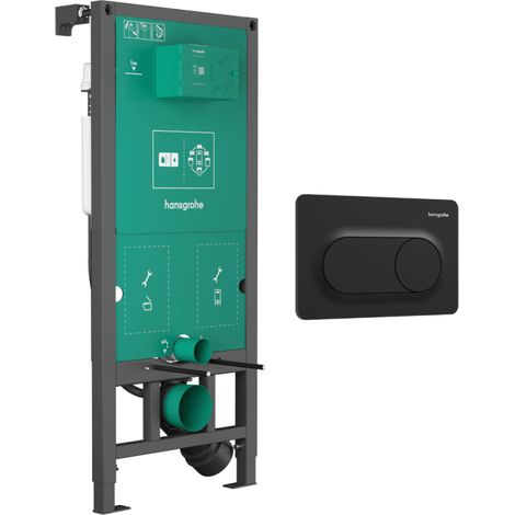 Cisterna empotrada HANSGROHE iFrame Universal para suelo y pared + placa de doble descarga HANSGROHE iFrame Original S negro mate (1/5)
