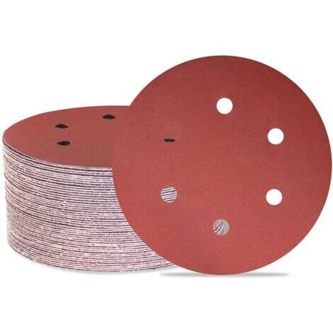 Lot de 50 disques de ponçage 150 mm 6 trous Grain 320 Papier abrasif Orbital aléatoire pour travail du bois, automobile, métal (1/5)