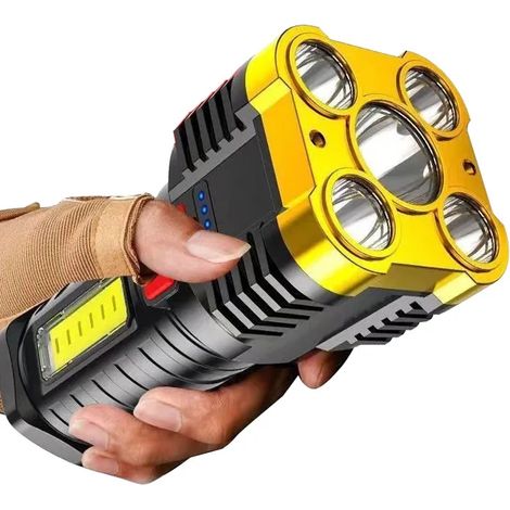 (Or) Lampe torche tactique rechargeable haute luminosité, étanche et portable. (1/5)