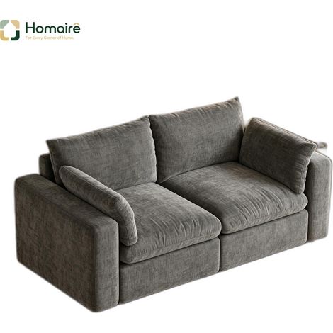 Canapé modulable en velours gris 180 x 91 x 83 cm HOMAIRE (1/5)