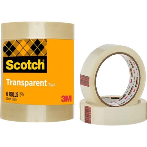 Scotch Nastro Adesivo Trasparente - 6 Rotoli (25 mm x 66 m) - Nastro Multiuso, Forte e Duraturo per Casa, Ufficio e Scuola (1/5)