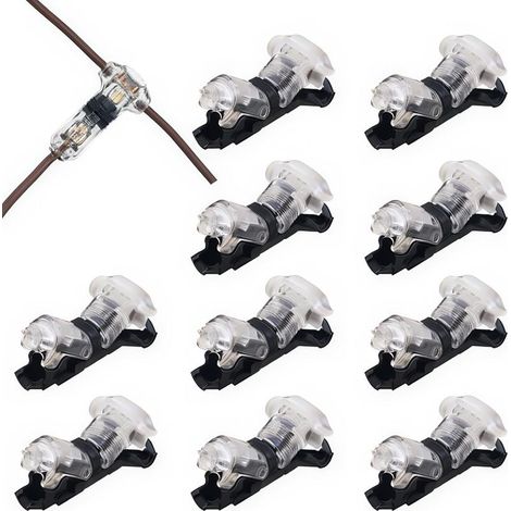 Lot de 10 connecteurs T 1 broche pour fils électriques 20/22 AWG, connecteurs étanches pour voiture - Bornes et kits de connecteurs étanches pour éclairage LED automobile