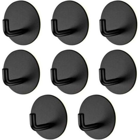 8-teiliges Klebehaken-Set, schwarzer Wandhaken für Bad und Küche, Handtuchhaken aus Edelstahl, selbstklebend, für Küche, Wohnzimmer und Büro, kein Bohren erforderlich (1/4)