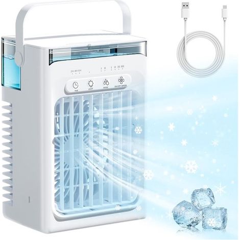 Mini condizionatore d'aria，4 in 1，piccolo condizionatore d'aria mobile，umidificazione a 2 stadi，serbatoio da 1000 ml (1/5)