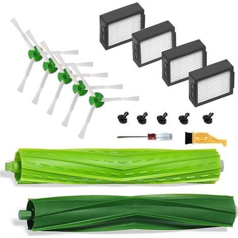 Ricambi e accessori per aspirapolvere iRobot Roomba i7 i7+ i3 i3+ i4 i6 i6+ i8 i8+/Plus E5 E6 E7 serie I, E e J, 1 set di spazzole in gomma multisuperficie, 4 filtri HEPA e 5 spazzole (1/5)