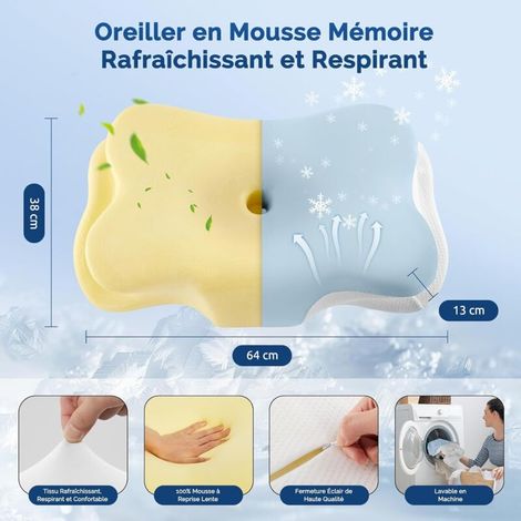 Memory-Schaum-Kissen, ergonomisches Nackenstützkissen, Anti-Schnarch-Kissen, geeignet für Seiten-, Rücken- oder Bauchschläfer (1/5)