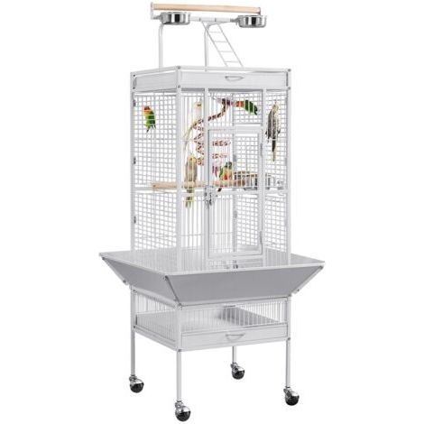 [JAMAIS UTILISÉ] Homevive Jaula para Pájaros Jaulas Grandes para Canarios Loros Jaula Metal Grande 64 x 64 x 157 cm Blanco