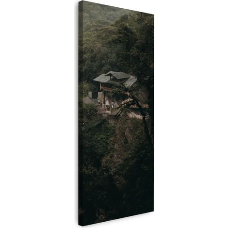 Lienzo impreso "Casa de la naturaleza en las montañas" 40x120 cm