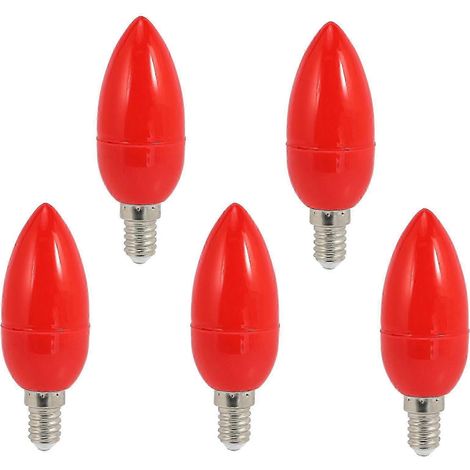 Lot de 5 ampoules LED rouges à bougie, lampe porte-bonheur, ampoules à économie d'énergie, culot E14 (1/5)