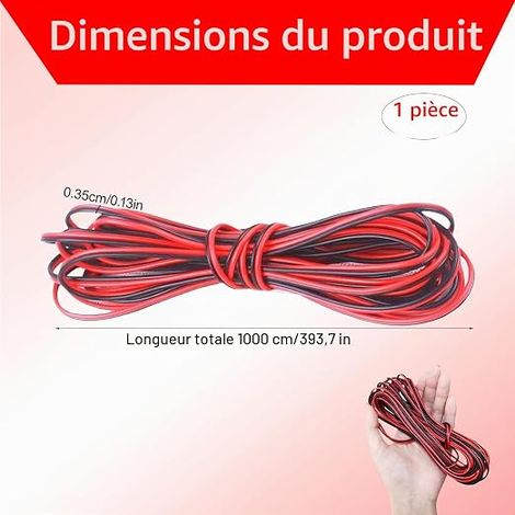 22AWG 2 Core Red and Black Tinned Copper Flexible Electrical Cable with Double PVC Insulation for LED Strip, Appliances and Various Applications (1/4)