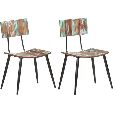 Chaises de salle à manger 2 pcs Bois de récupération solide 3 (1/5)