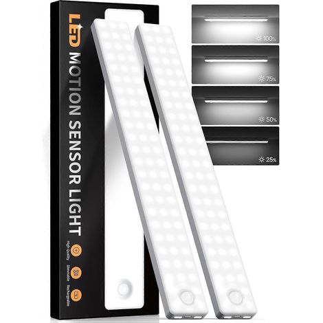Unterbauleuchte mit Bewegungsmelder, USB-wiederaufladbare magnetische LED-Leuchte für Küchenschränke, 2er-Pack, 20 cm (8 Zoll), 7000 K, Weiß