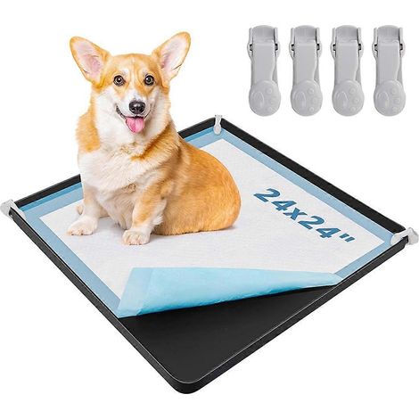 Welpen-Trainingsunterlage aus Silikon mit erhöhtem Rand und 4 Clips, kompatibel mit Unterlagen bis zu 61 x 61 cm (24 x 24 Zoll) (1/5)