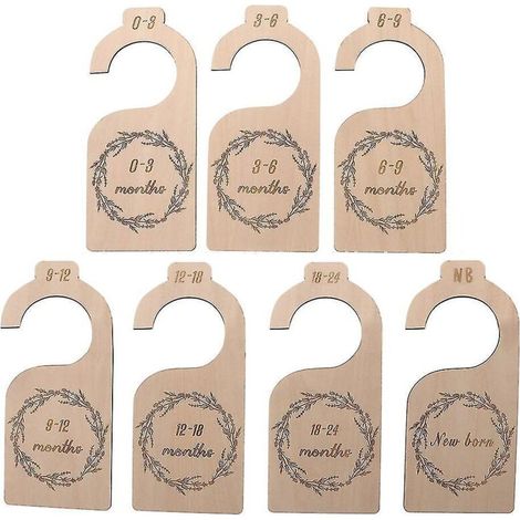 Set mit 7 Größentrennern für Babykleiderschränke, Babykleidungs-Organizer aus Holz, Neugeborene bis 24 Monate - 2 Stück (1/5)