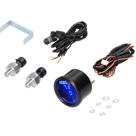 Manomètre numérique à double affichage LED pour suspension pneumatique, 0-220 PSI, avec 2 capteurs 1/8 NPT (1/5)