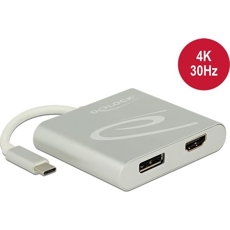 Delock Divisor USB Type-Câ¢ (modo DP Alt)  1 x HDMI + 1 x salida de Displayport 4K 30 Hz