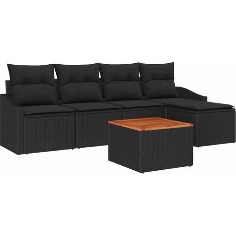 Maison Exclusive - Set Divano da Giardino con archiviazione 6 pcs Nero polyrattan