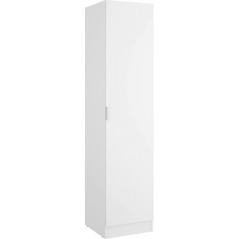 Dmora - Kleiderschrank Cusna, Garderobe für Schlafzimmer, Kleiderschrank mit 1 Einzeltür, 41x52h184 cm, Weiß