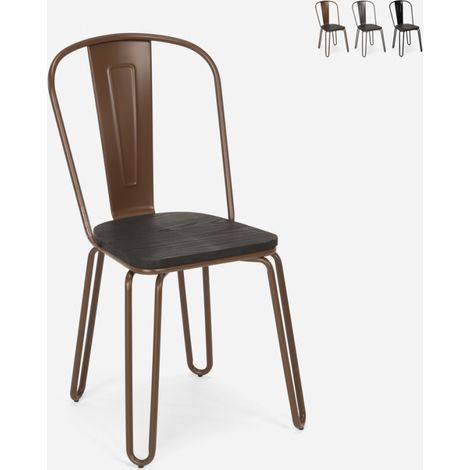 sedie design industriale stile acciaio per bar e cucina ferrum one - Marrone (1/5)