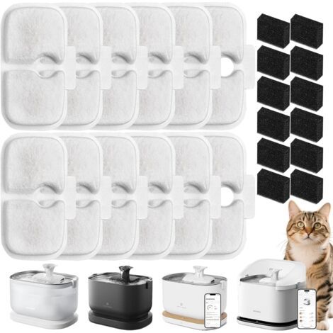 Filtre Fontaine Eau Chat Lot de 12 filtres de Rechange et éponges pour Petlibro Fontaine à Chat Dockstream PLWF005, PLWF115, PLWF105 - Changement Facile - pour Fontaine à Eau pour Chat (1/5)