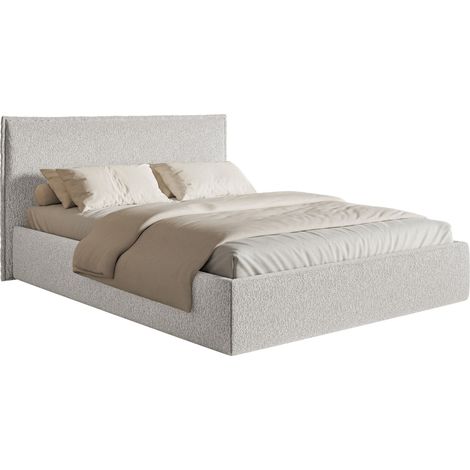 Selsey Softie Slim – Polsterbett 140×200 mit Bettkasten und Lattenrost, Chenille, hellgrau
