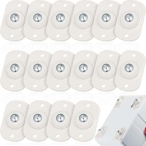 Lot de 16 roulettes de cuisine universelles auto-adhésives (blanches, avec 1 bille en acier) (1/4)