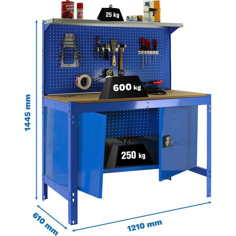 Simonrack Professioneller Arbeitstisch Blau und Robustes Holz