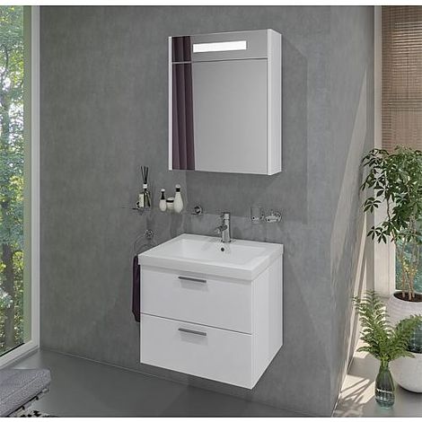 Ensemble de meubles de salle de bains EKRY série MBK blanc mat 2 tiroirs (1/5)