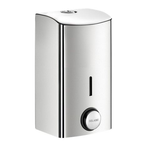 Distributeur de savon liquide Delabie 0,5 l, finition satinée 1.4301, poli brillant