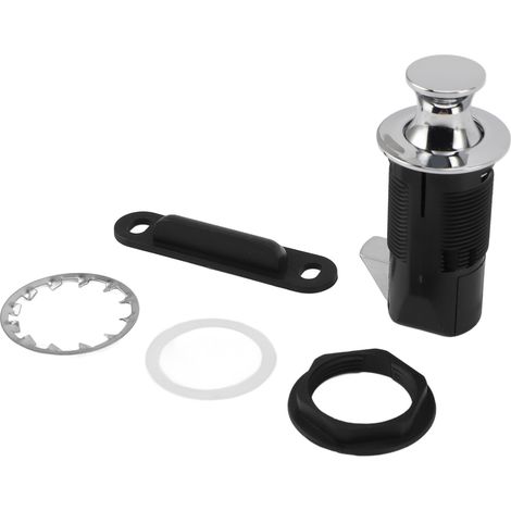 Serrure d'armoire en alliage de Zinc ABS, ronde sécurisée, poussée pour ouvrir, pour tiroir de fichiers, armoire, boîte aux lettres, meubles de camping-car, Chrome (1/5)