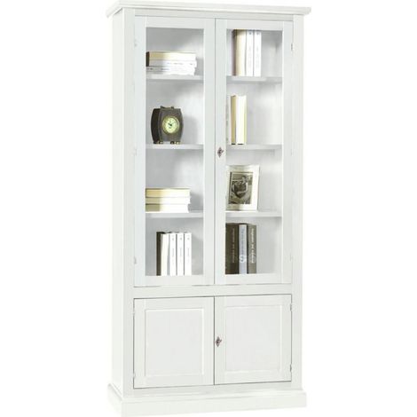 Libreria in legno 2 Ante in vetro Bianco