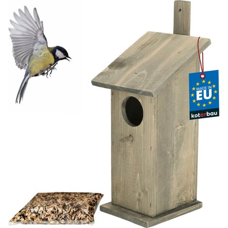 KOTARBAU® Nichoir Oiseaux Exterieur - Bois - 35 x 13,5 cm - Vert - Cabane Oiseaux Exterieur - Cabane À Oiseau - avec Nourriture 0,5 kg - Nichoirs À Mésanges - Nichoir a Mesange (1/5)