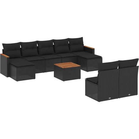 Maison Exclusive - Patio Sofa Set 10 plaza Black (1/5)