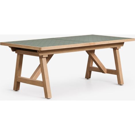 SKLUM Rechteckiger Gartentisch 200-260-320x100 cm ausziehbar aus Akazienholz Dubai Dunkelgrün