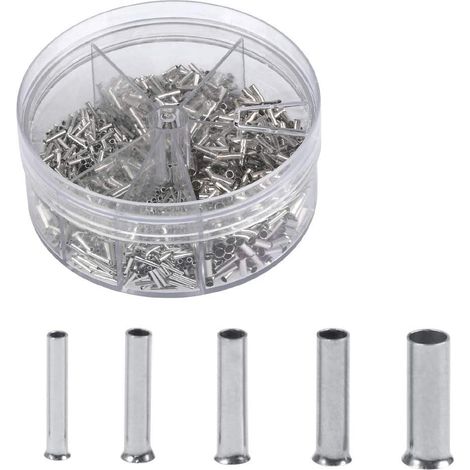 1900 Stück unisolierte Kabelschuhhülsen 0,5/0,75/1,0/1,5/2,5 mm² mit Aufbewahrungsbox (1/5)