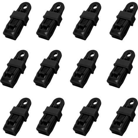 Clip Tente - Clip Crocodile Pour Bâche - Fixation Rapide Sans Perçage - Résistant Aux Intempéries - Pour Camping Extérieur Et Abri Temporaire - Lot De 4 (1/5)