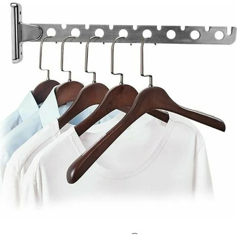 1 Portant à linge mural pliable, acier inoxydable, gain de place, séchage intérieur (1/5)